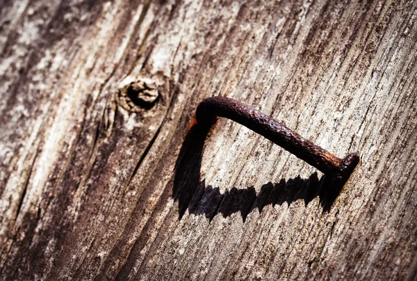 Background Texture Rusty Bent Nail Board — Stock Photo, Image