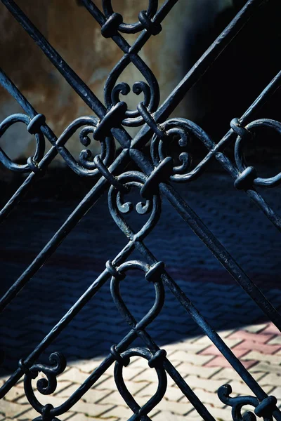 Abstract Background Detail Black Iron Forged Gate — Stock Photo, Image