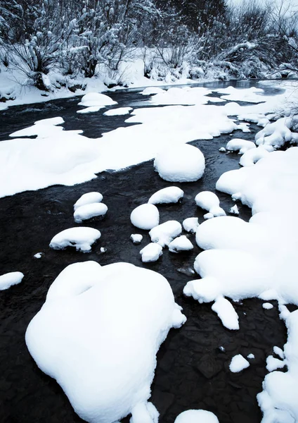 Naturaleza Estación Lanndscape Fondo Invierno Río Con Nieve —  Fotos de Stock