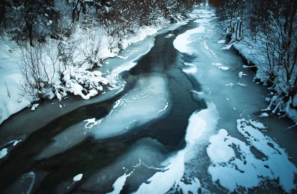 Paisaje Estacional Fondo Invierno Escena Con Río Congelado —  Fotos de Stock