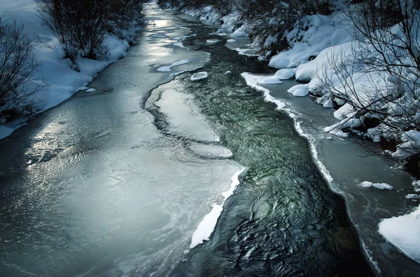 Paisaje Estacional Fondo Invierno Escena Con Río Congelado —  Fotos de Stock