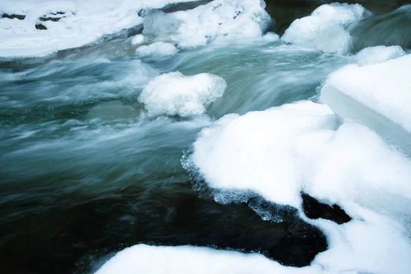 Sazonal Natureza Fundo Inverno Corredeiras Pequeno Rio — Fotografia de Stock