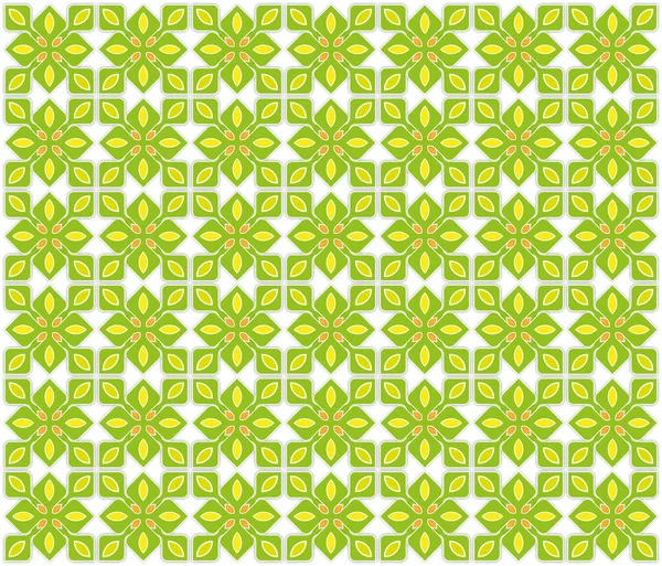 纸和织物背景中世纪绿色和黄色花卉图案 — 图库照片