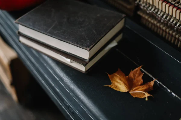 Cozy fall home interior in vintage style. Autumn still life.  Flat lay. home decor inspired by autumn.