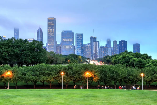 Chicago Illinois Junio 2018 Horizonte Chicago Por Noche Después Una — Foto de Stock