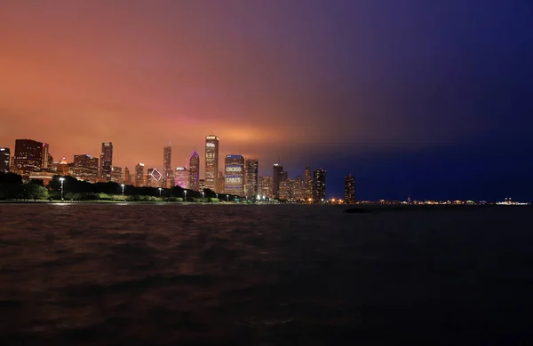 Chicago Illinois Junio 2018 Horizonte Chicago Por Noche Después Una — Foto de Stock