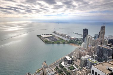 Chicago, Illinois manzarası hava görüntüsünü.