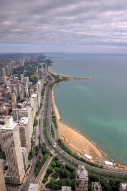 Chicago, Illinois manzarası hava görüntüsünü.