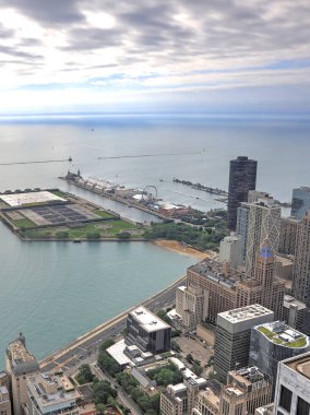 Chicago, Illinois manzarası hava görüntüsünü.