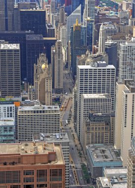 Chicago, Illinois manzarası hava görüntüsünü.