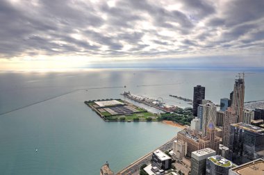 Chicago, Illinois manzarası hava görüntüsünü.