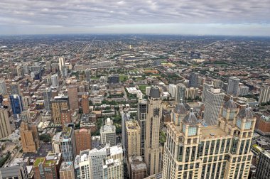 Chicago, Illinois manzarası hava görüntüsünü.
