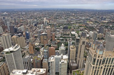 Chicago, Illinois manzarası hava görüntüsünü.