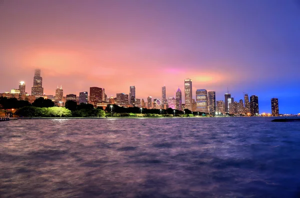 Chicago Illinois Junio 2018 Horizonte Chicago Por Noche Después Una — Foto de Stock