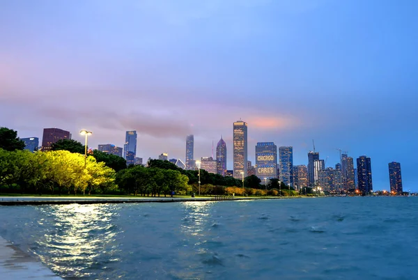 Chicago Illinois Usa June 2018 Chicago Skyline Night Storm Lake — Stock Photo, Image