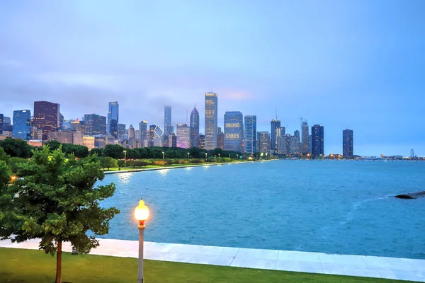 Chicago Illinois Junio 2018 Horizonte Chicago Por Noche Después Una — Foto de Stock