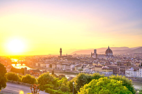 The sunset over Florence, capital of Italy's Tuscany region.