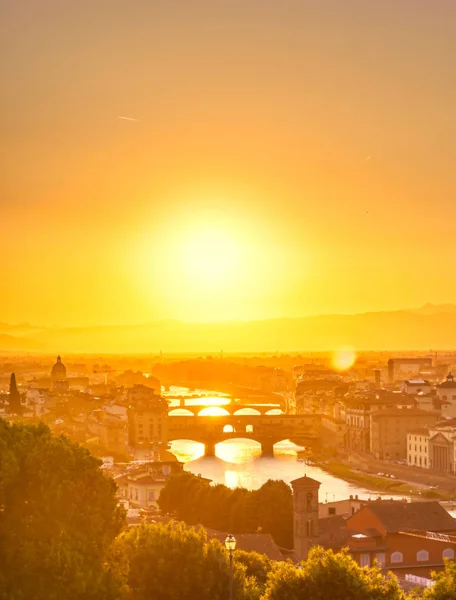 Solnedgången Över Florens Huvudstad Italiens Toscana Region — Stockfoto