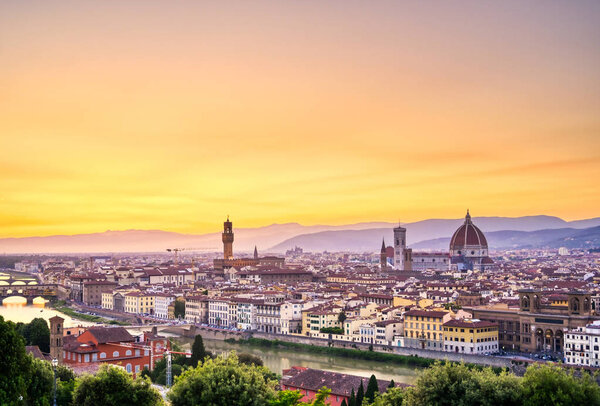 The sunset over Florence, capital of Italy's Tuscany region.