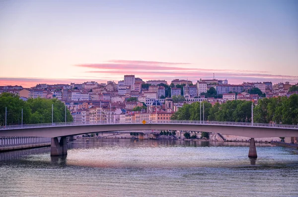 Una Vista Lyon Francia Largo Del Río Saone Atardecer —  Fotos de Stock