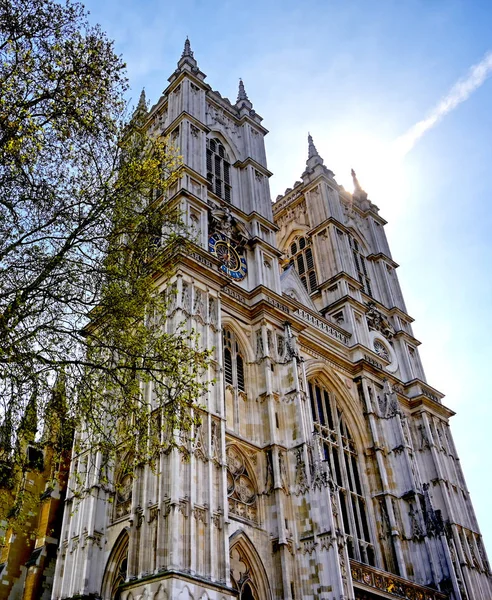 Pohled Westminsterské Opatství Slunečného Dne Londýně Velká Británie — Stock fotografie