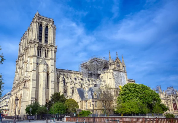 Notre Dame Kathedrale Der Seine Paris Frankreich Nach Dem Brand — Stockfoto