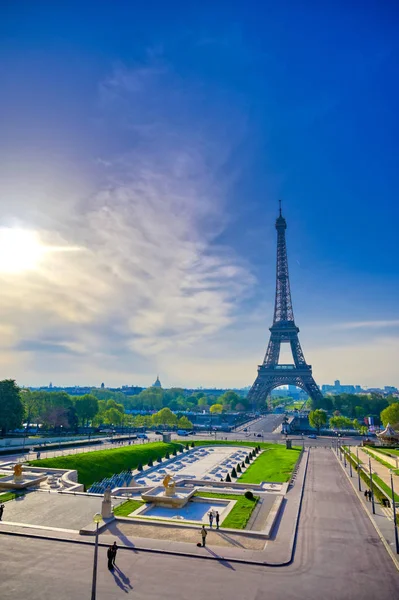 Uitzicht Eiffel Toren Vanaf Jardins Trocadero Parijs Frankrijk — Stockfoto