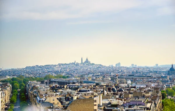 Una Vista París Francia Desde Arco Del Triunfo Día Soleado — Foto de Stock