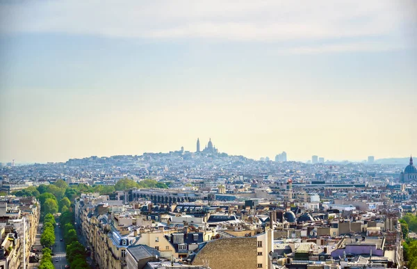 Una Vista París Francia Desde Arco Del Triunfo Día Soleado — Foto de Stock