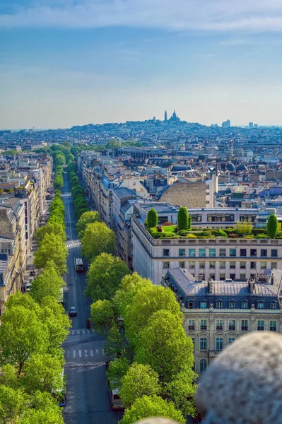 Una Vista París Francia Desde Arco Del Triunfo Día Soleado — Foto de Stock