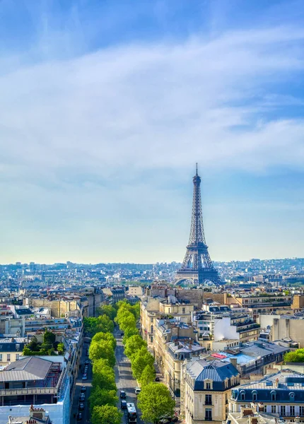 Widok Wieżę Eiffla Paryż Francja Łuku Triumfalnego — Zdjęcie stockowe