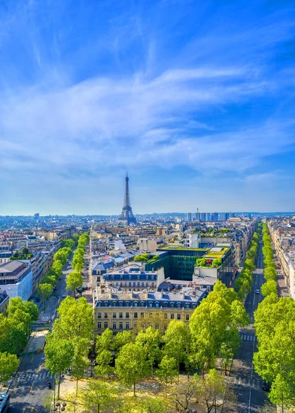 Vista Torre Eiffel París Francia Desde Arco Del Triunfo — Foto de Stock