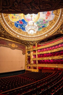 Paris, Fransa-23 Nisan 2019-Paris, Fransa 'da bulunan Palais Garnier oditoryum.