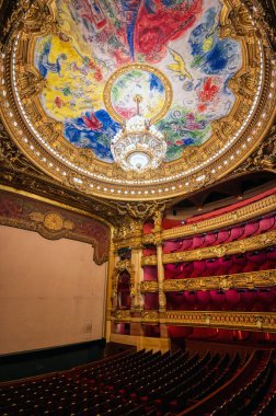 Paris, Fransa-23 Nisan 2019-Paris, Fransa 'da bulunan Palais Garnier oditoryum.