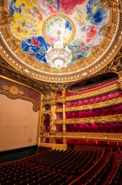 Paris, Fransa-23 Nisan 2019-Paris, Fransa 'da bulunan Palais Garnier oditoryum.