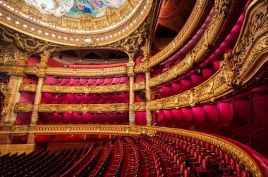 Paris, Fransa-23 Nisan 2019-Paris, Fransa 'da bulunan Palais Garnier oditoryum.