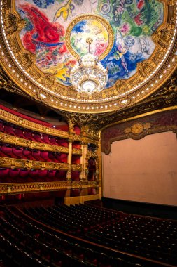 Paris, Fransa-23 Nisan 2019-Paris, Fransa 'da bulunan Palais Garnier oditoryum.
