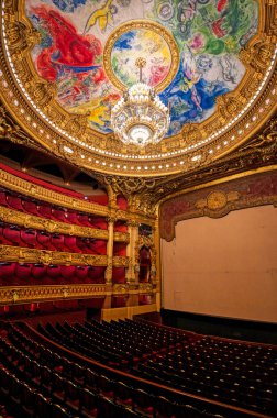 Paris, Fransa-23 Nisan 2019-Paris, Fransa 'da bulunan Palais Garnier oditoryum.