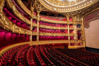 Paris, Fransa-23 Nisan 2019-Paris, Fransa 'da bulunan Palais Garnier oditoryum.