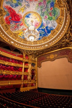 Paris, Fransa-23 Nisan 2019-Paris, Fransa 'da bulunan Palais Garnier oditoryum.