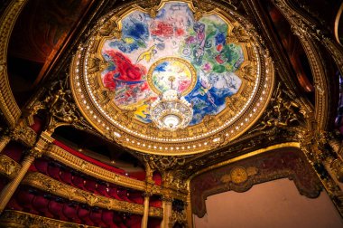 Paris, Fransa-23 Nisan 2019-Paris, Fransa 'da bulunan Palais Garnier oditoryum.