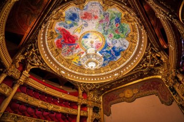 Paris, Fransa-23 Nisan 2019-Paris, Fransa 'da bulunan Palais Garnier oditoryum.