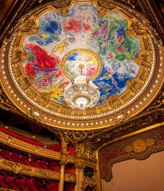 Paris, Fransa-23 Nisan 2019-Paris, Fransa 'da bulunan Palais Garnier oditoryum.