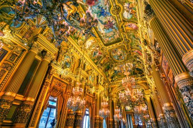 Paris, Fransa-23 Nisan 2019-Paris, Fransa 'da bulunan Palais Garnier büyük Fuer.