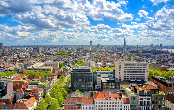 Antwerp Antwerpen Belçika Nın Güneşli Bir Günde Havadan Görünümü — Stok fotoğraf