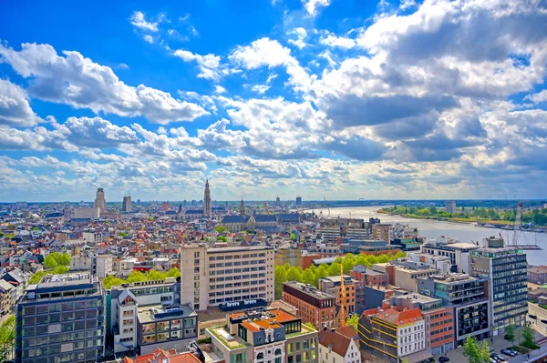 Una Vista Aérea Amberes Amberes Bélgica Día Soleado — Foto de Stock