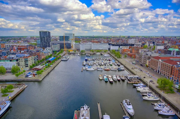 Widok Lotu Ptaka Port Doki Antwerpii Antwerpia Belgia — Zdjęcie stockowe