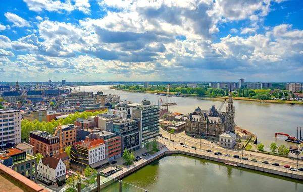 Vista Aérea Del Puerto Muelles Amberes Amberes Bélgica — Foto de Stock