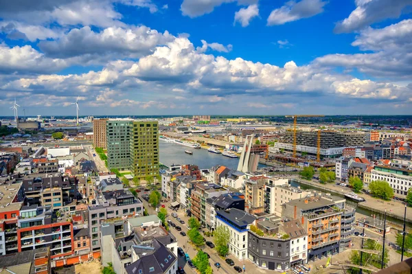 Een Luchtfoto Van Haven Dokken Antwerpen Antwerpen België — Stockfoto