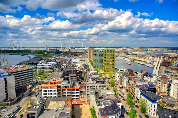 Vista Aérea Porto Docas Antuérpia Antuérpia Bélgica — Fotografia de Stock